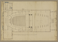 216630 Plattegrond van de begane grond en eerste verdieping van het ontwerp voor een nieuwe schouwburg aan het ...